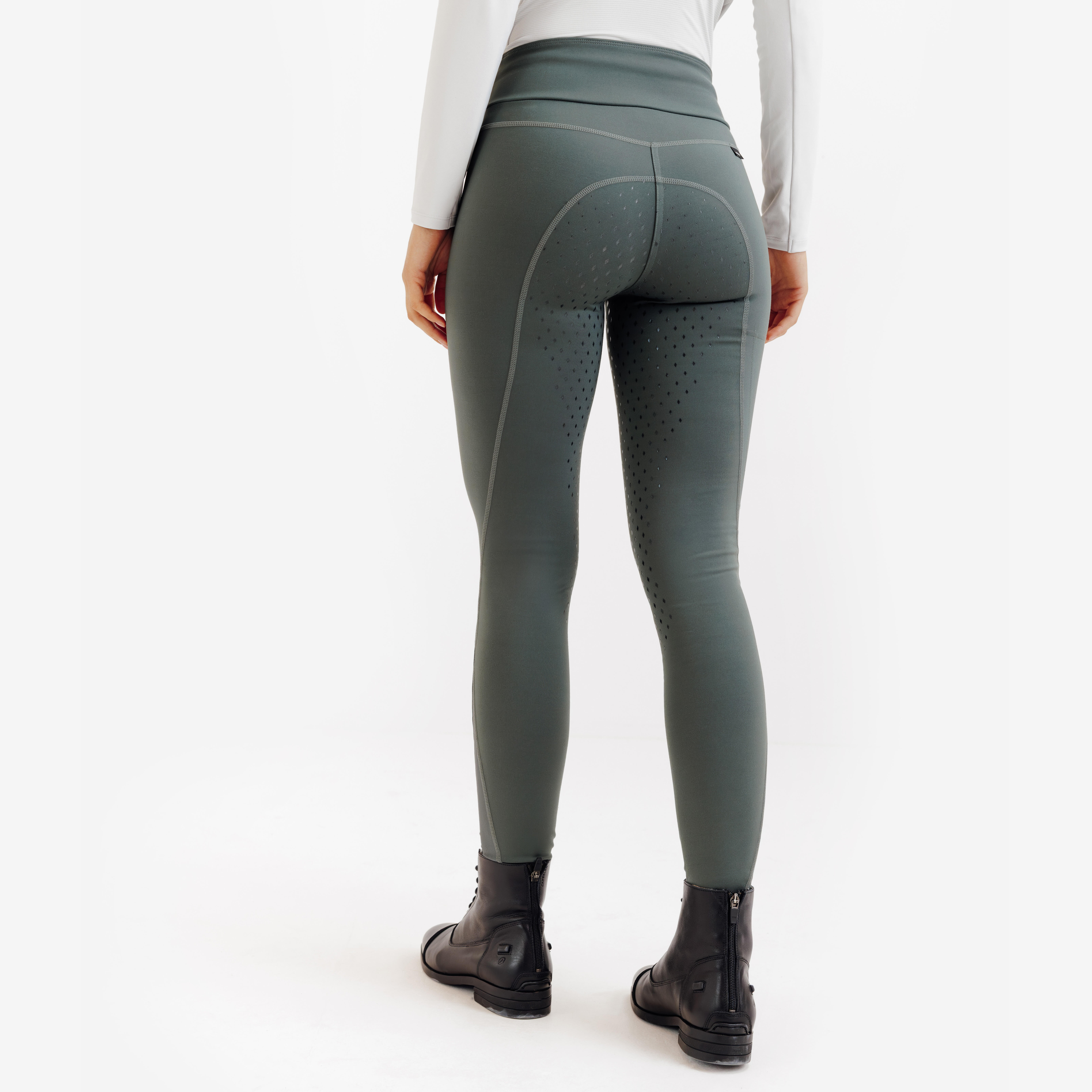 Women's Horse Riding Full Grip Leggings 500 - Green - FOUGANZA