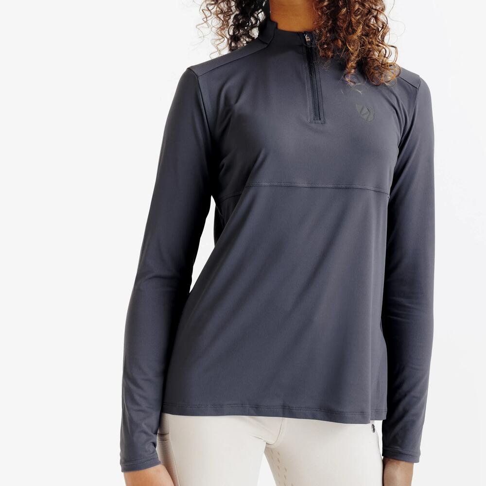 Reit-Poloshirt langarm UV-Schutz Kinder