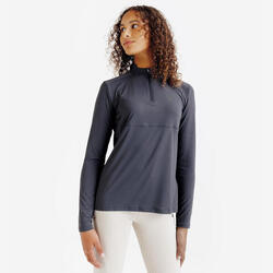 Polo équitation manches longues UV Enfant CLUB - Vert céladon