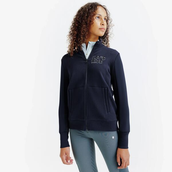FOUGANZA Sudadera Equitación 500 Niños Azul Marino Cremallera