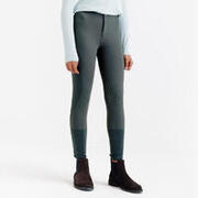 Pantalon echitație full grip lejer 500 mesh Verde Copii