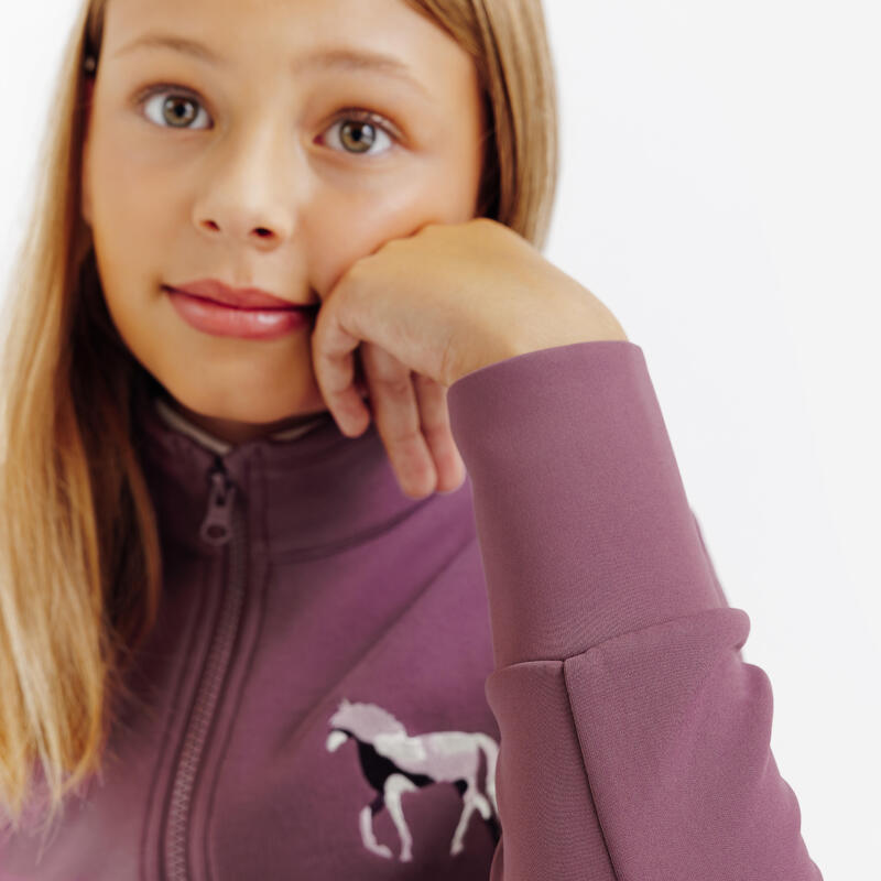 Çocuk Binici Sweatshirtü - Mor - 500