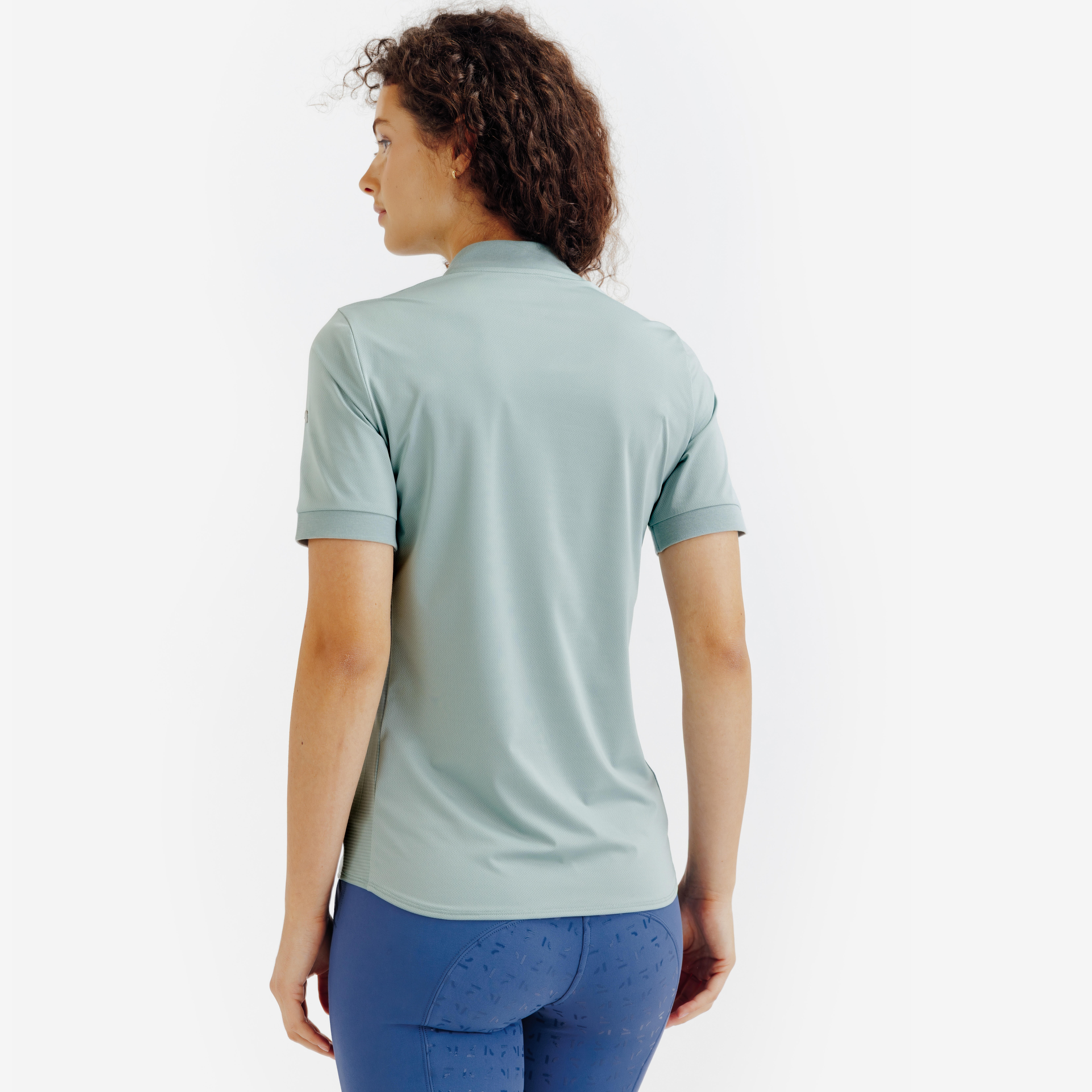 Women's Horse Riding Short-Sleeved Polo Shirt - Heritage Green - FOUGANZA