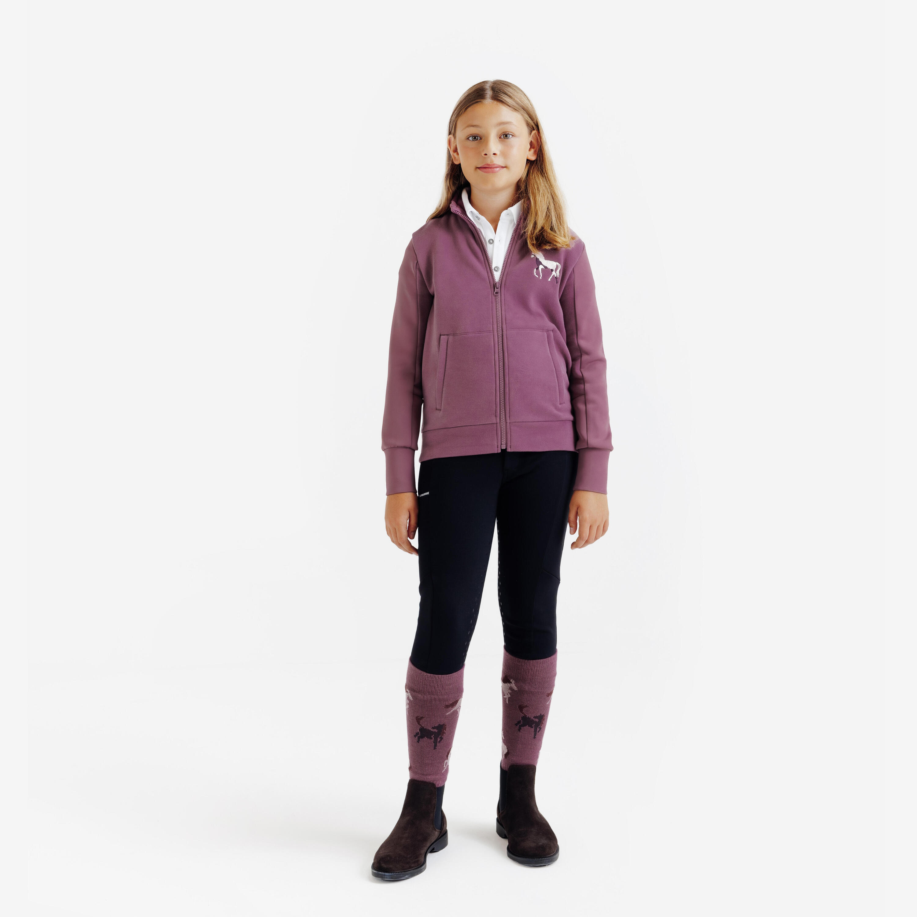 Pantalon équitation full grip enfant CLUB - Noir 2/8