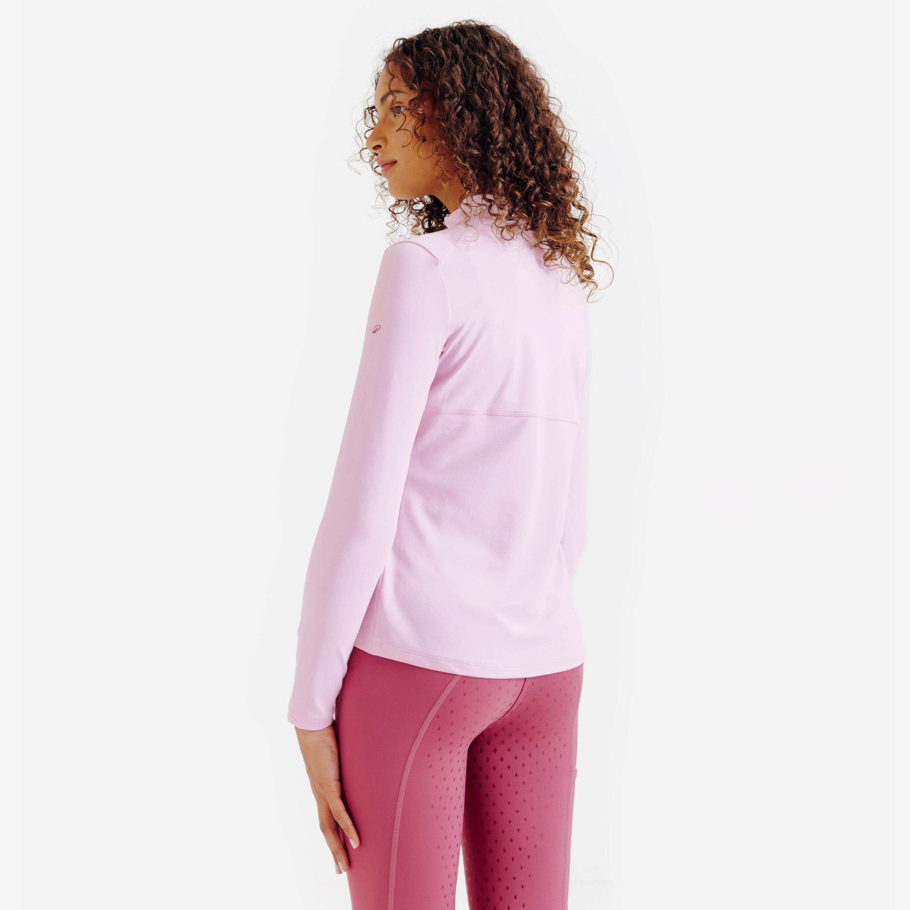 Polo équitation manches longues UV Enfant CLUB - Rose LITCHI 4/7