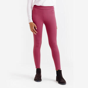 Leggings Equitación 500 Fullgrip Niños Rosa Lichi