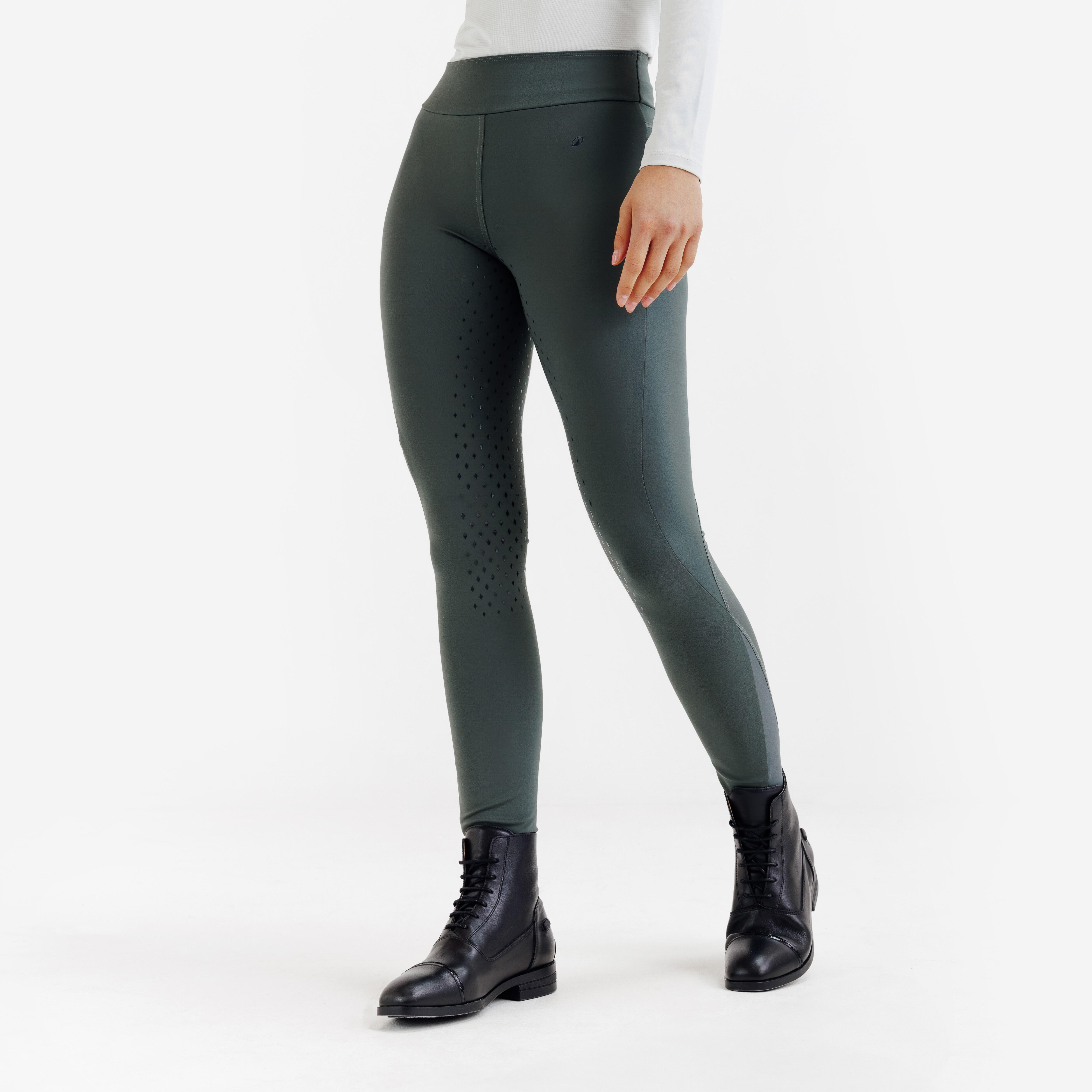 Women's Horse Riding Full Grip Leggings 500 - Green