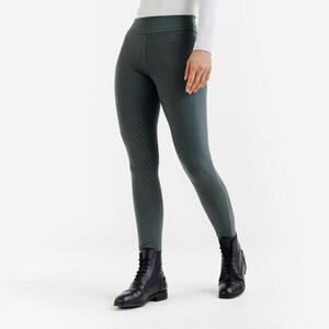 Leggings Mallas Equitación 500 Fullgrip Mujer Verde