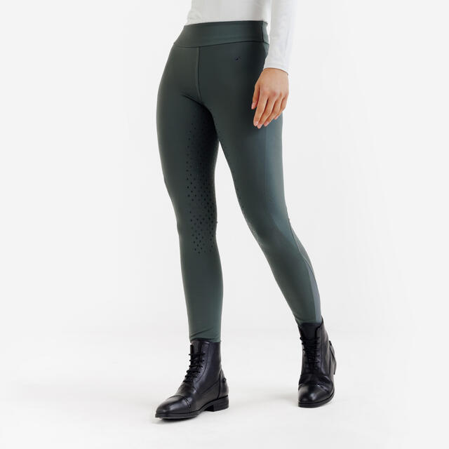 Reitleggings 500 Full Grip Damen grün