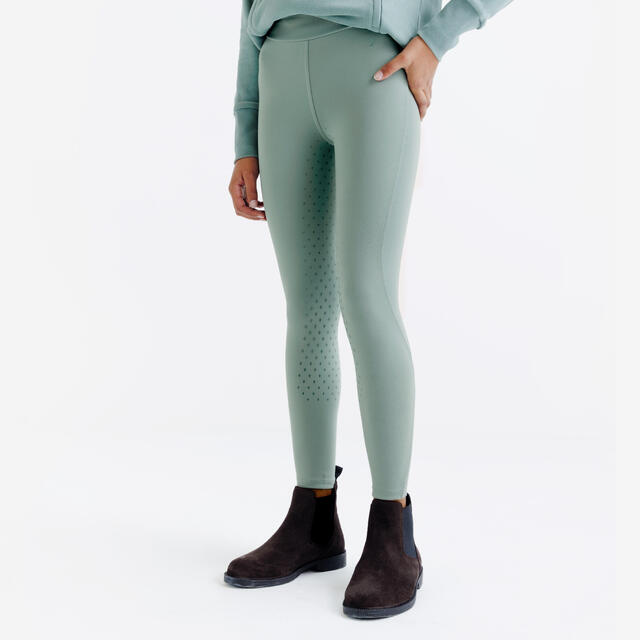 Legging équitation full grip enfant - 500 Vert givré