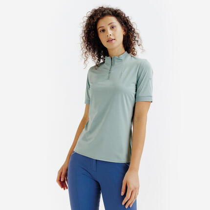 Reit-Poloshirt Heritage kurzarm Damen schwarz