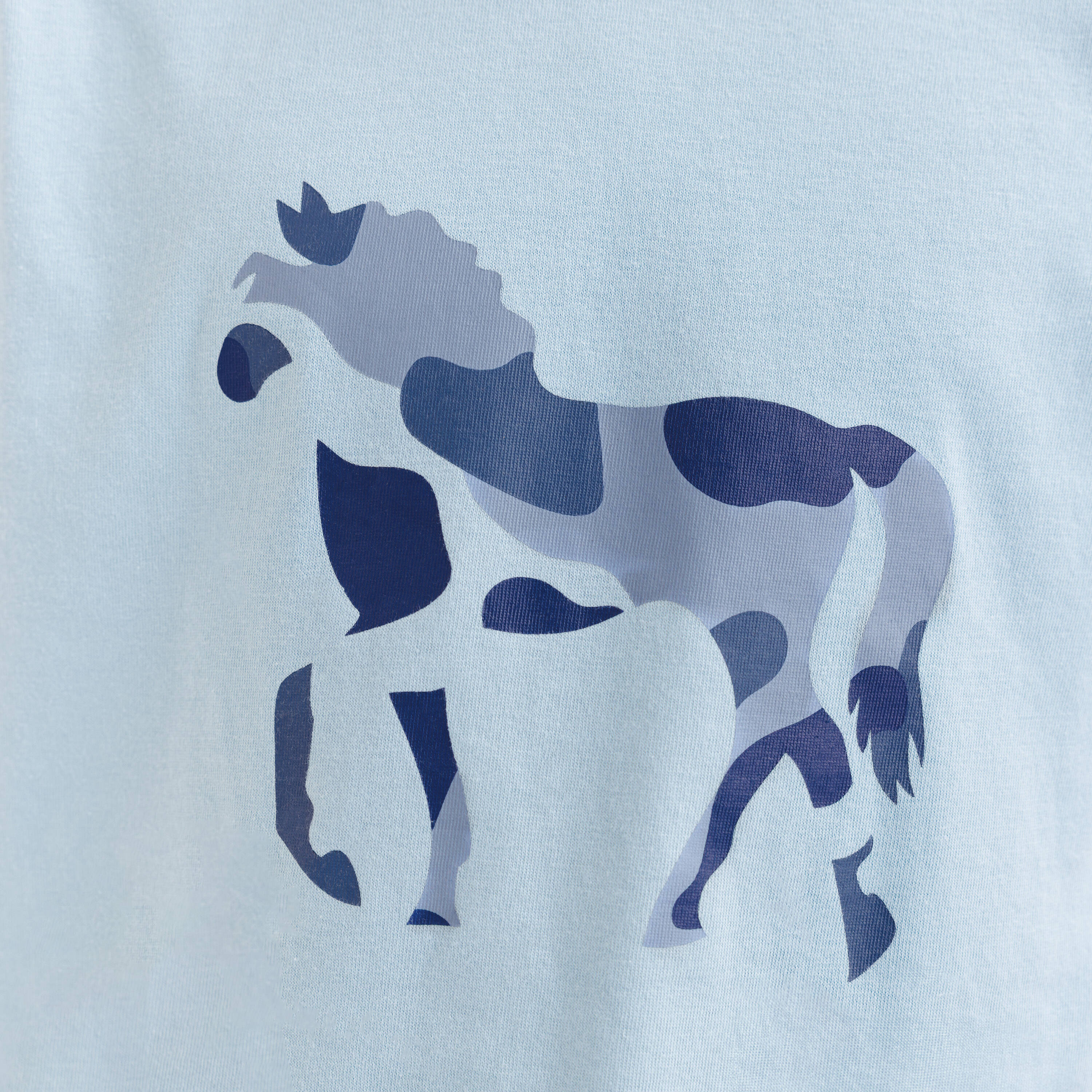Kids' Horse Riding Short-Sleeved Polo Magic - All Over Blue Print -  3