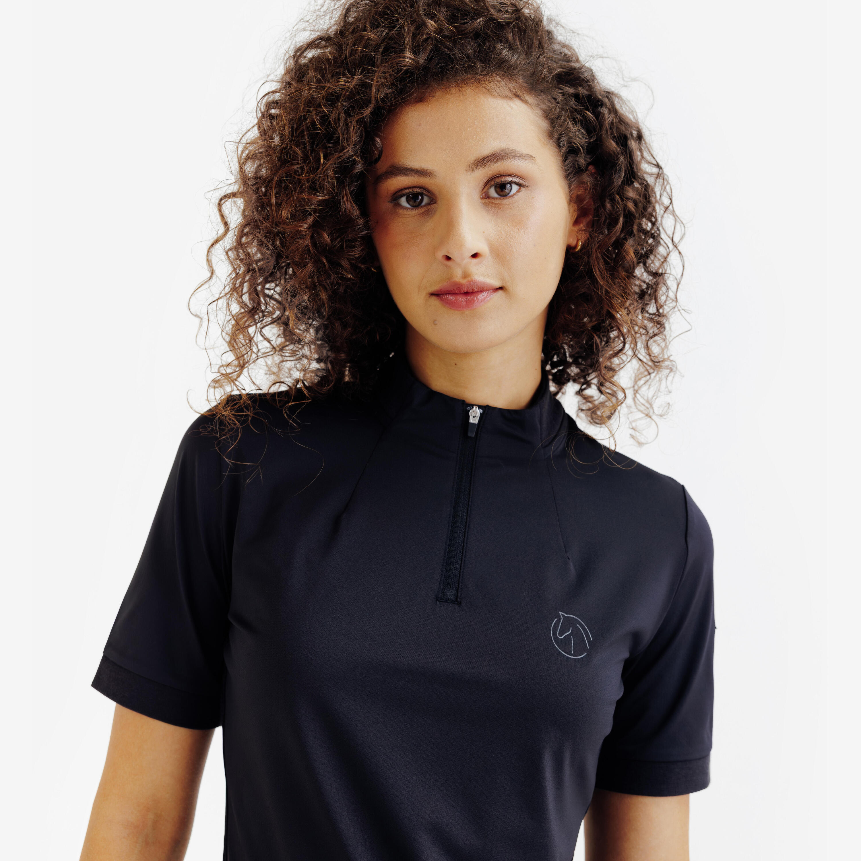 Reit-Polo kurzärmelig für Damen – Heritage schwarz 3/7
