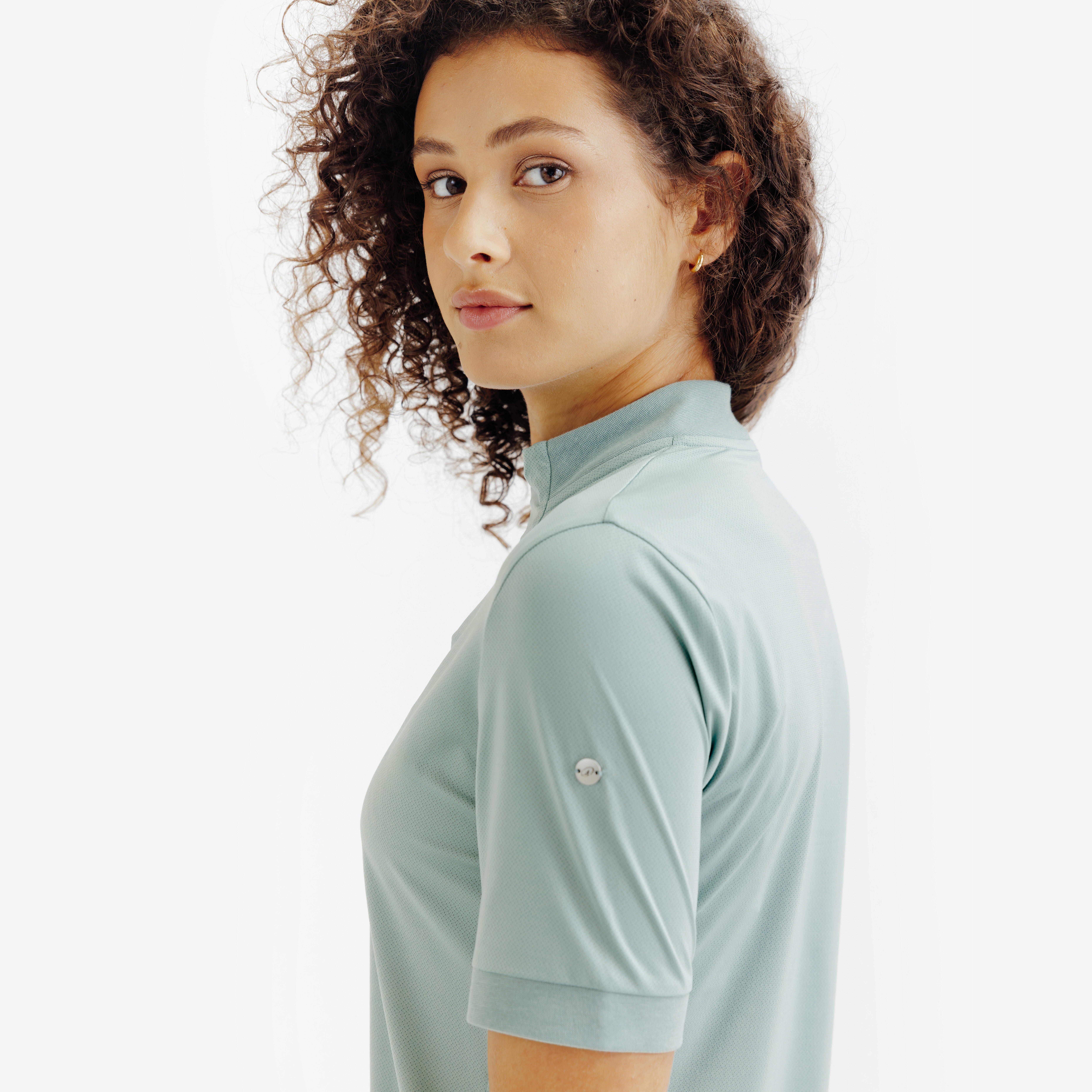 Women's Horse Riding Short-Sleeved Polo Shirt - Heritage Green - FOUGANZA