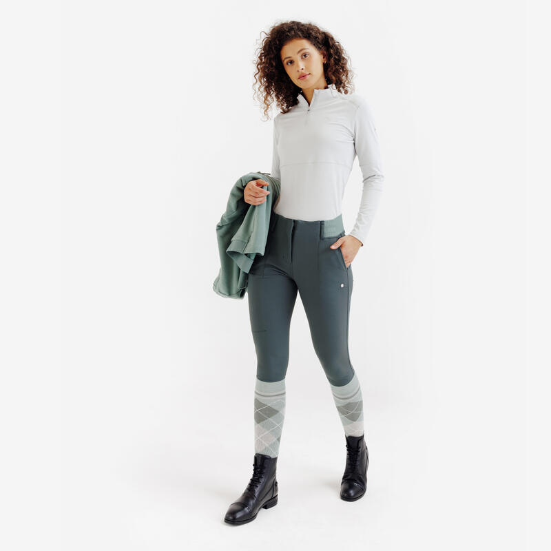 Pantalon echitație Be You 500 Verde Damă