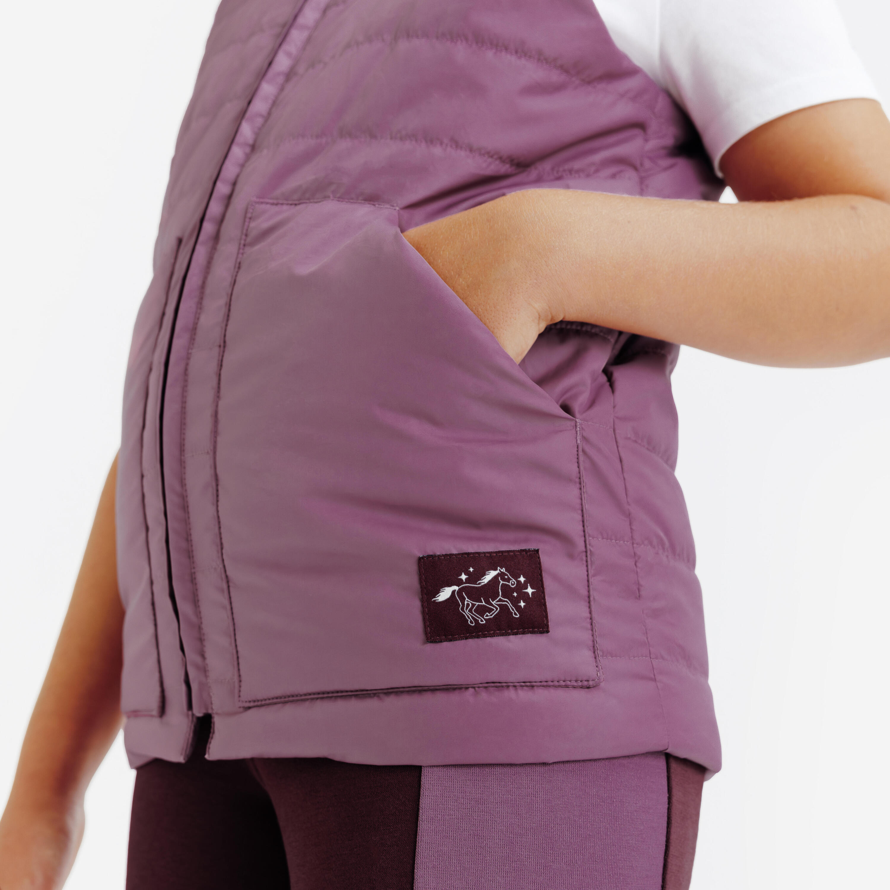 Manteau d’équitation matelassé sans manches enfant, Magic 3/9