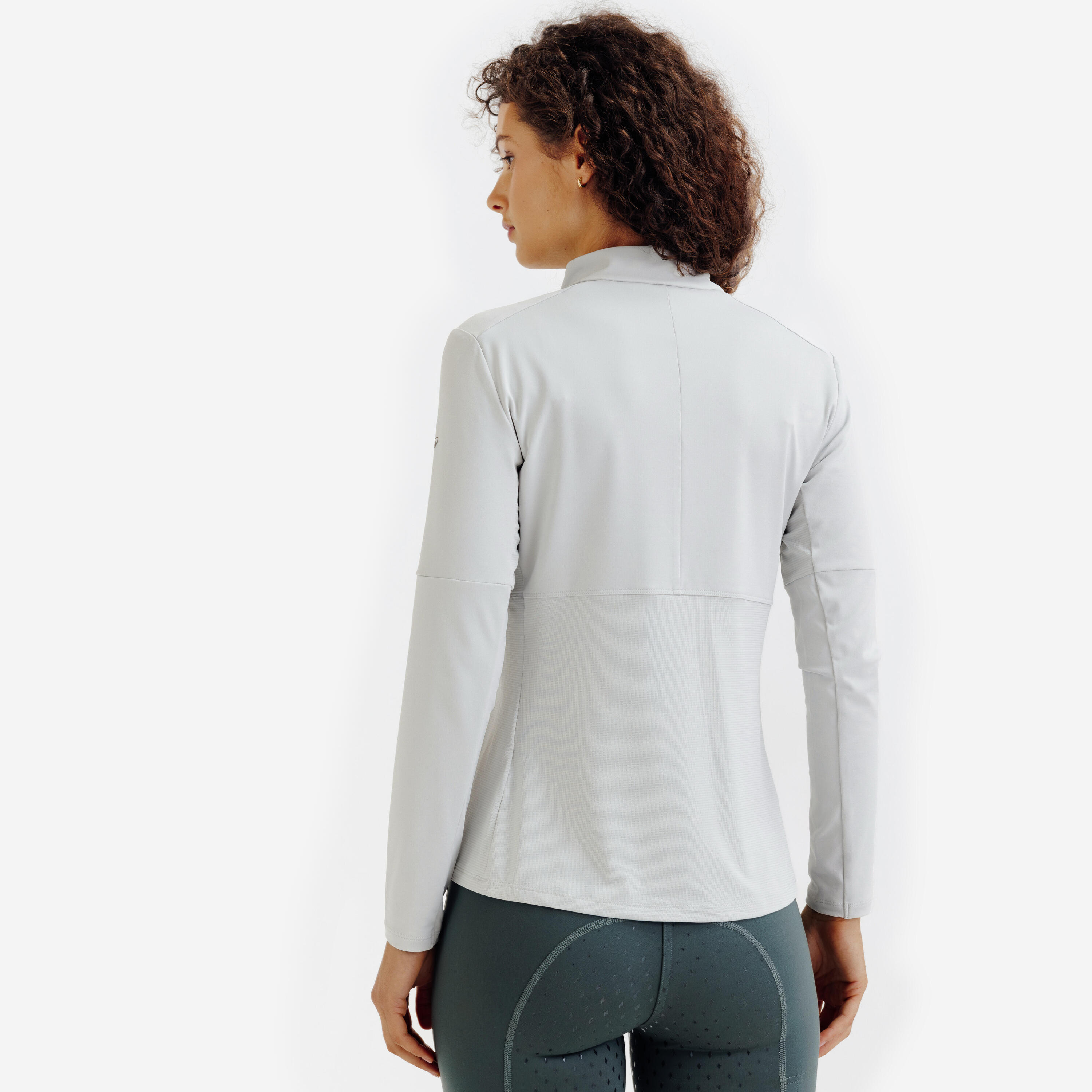 Polo équitation manches longues UV Femme - gris clair 5/9
