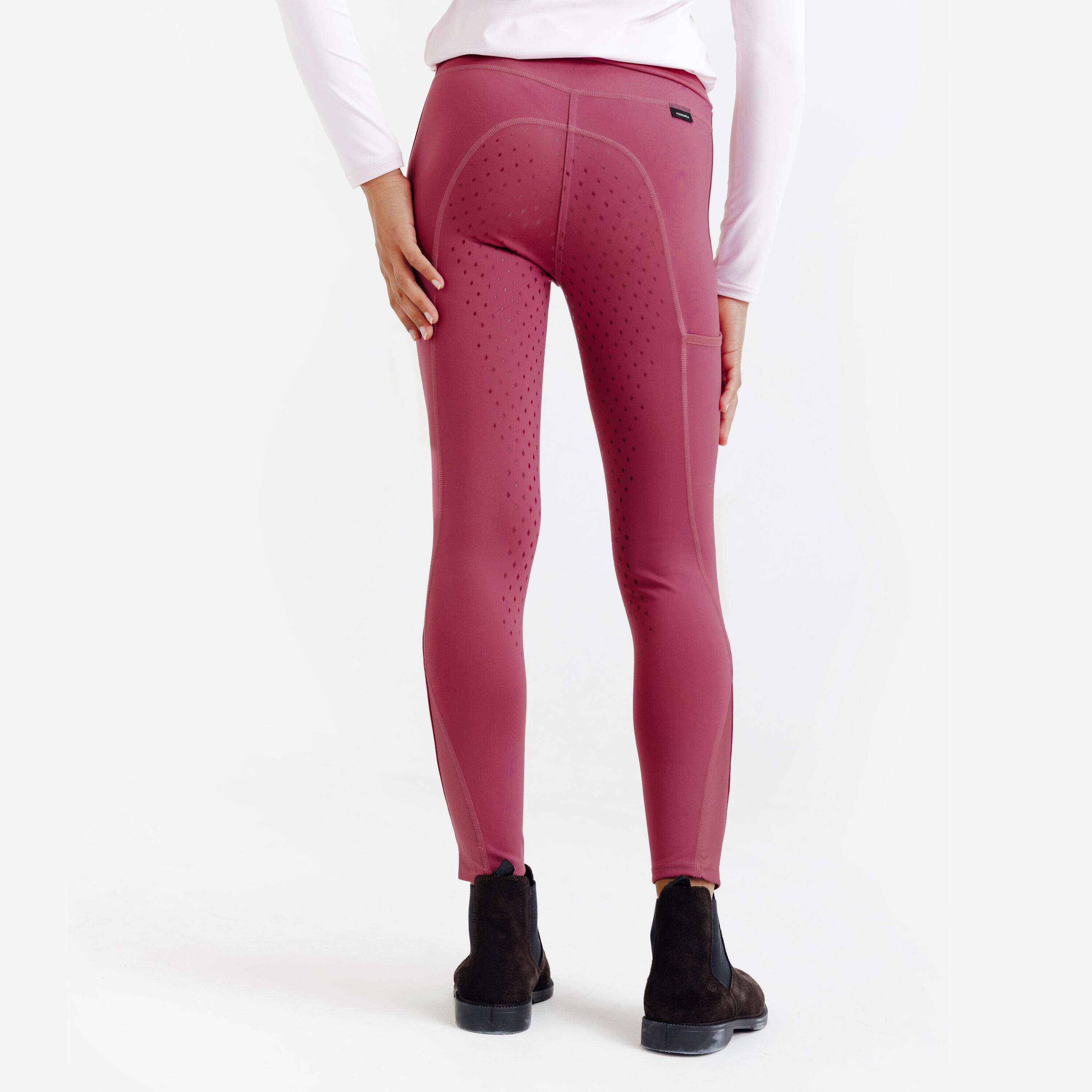 Reitleggings Full Grip Kinder - 500 Litchi rosa 4/9