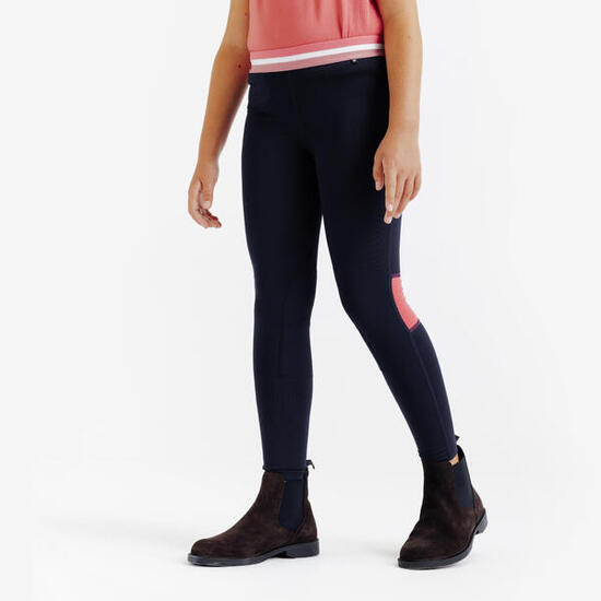 Legging équitation léger enfant - 100 marine et rose