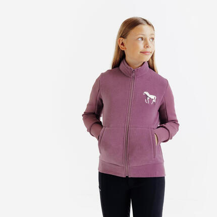 Sweat zippé équitation enfant 500 Violet Tendre