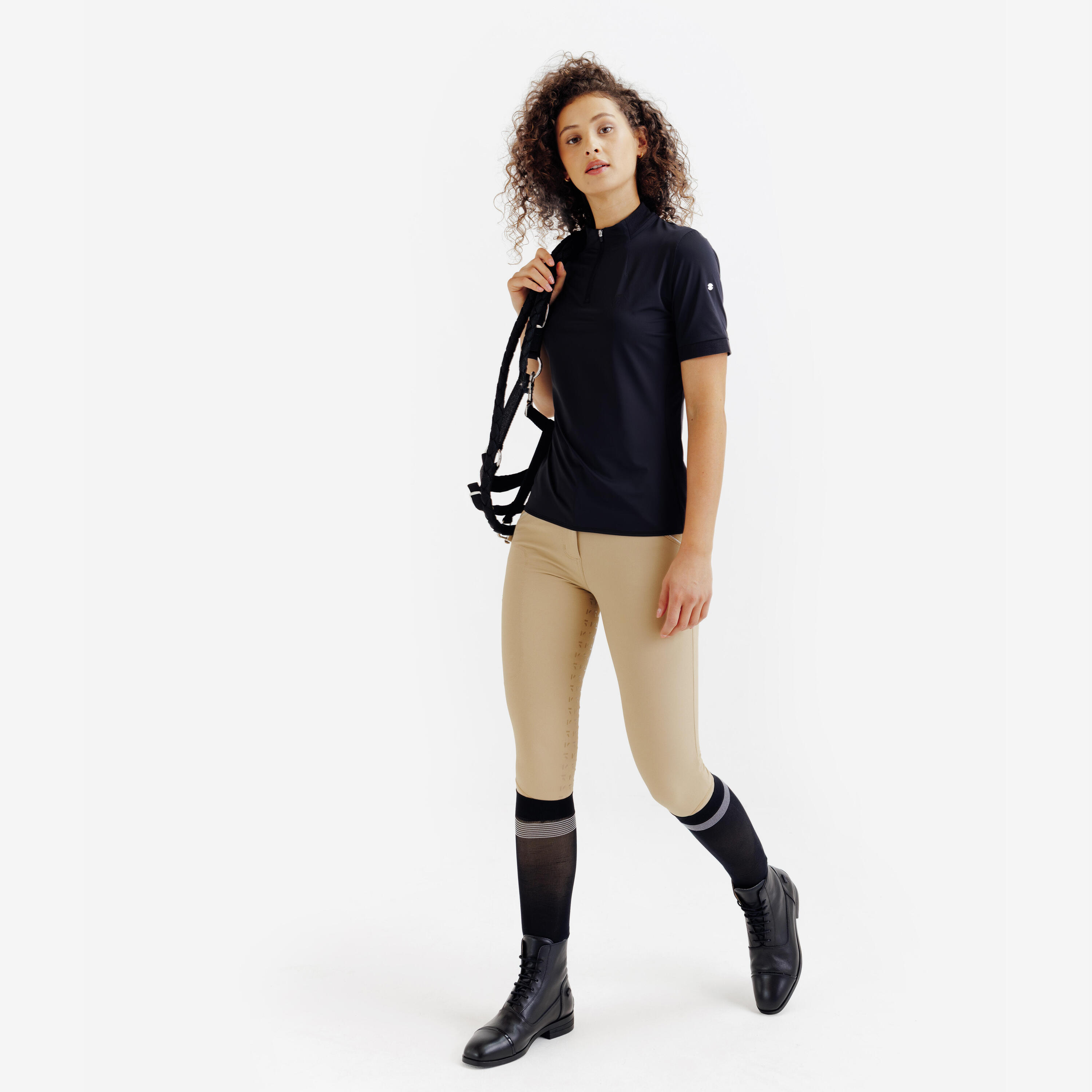 Reit-Polo kurzärmelig für Damen – Heritage schwarz 2/7