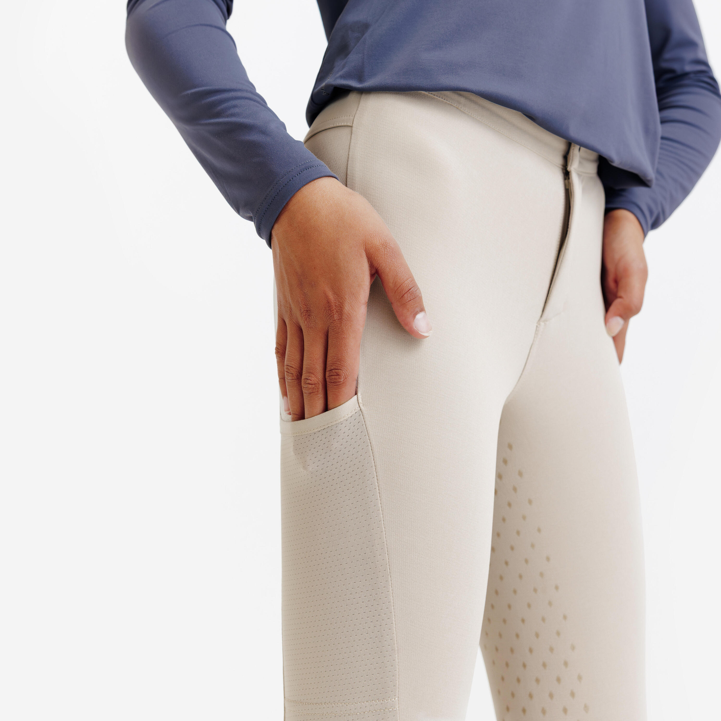 Pantalon d’équitation léger enfant, 500 3/7