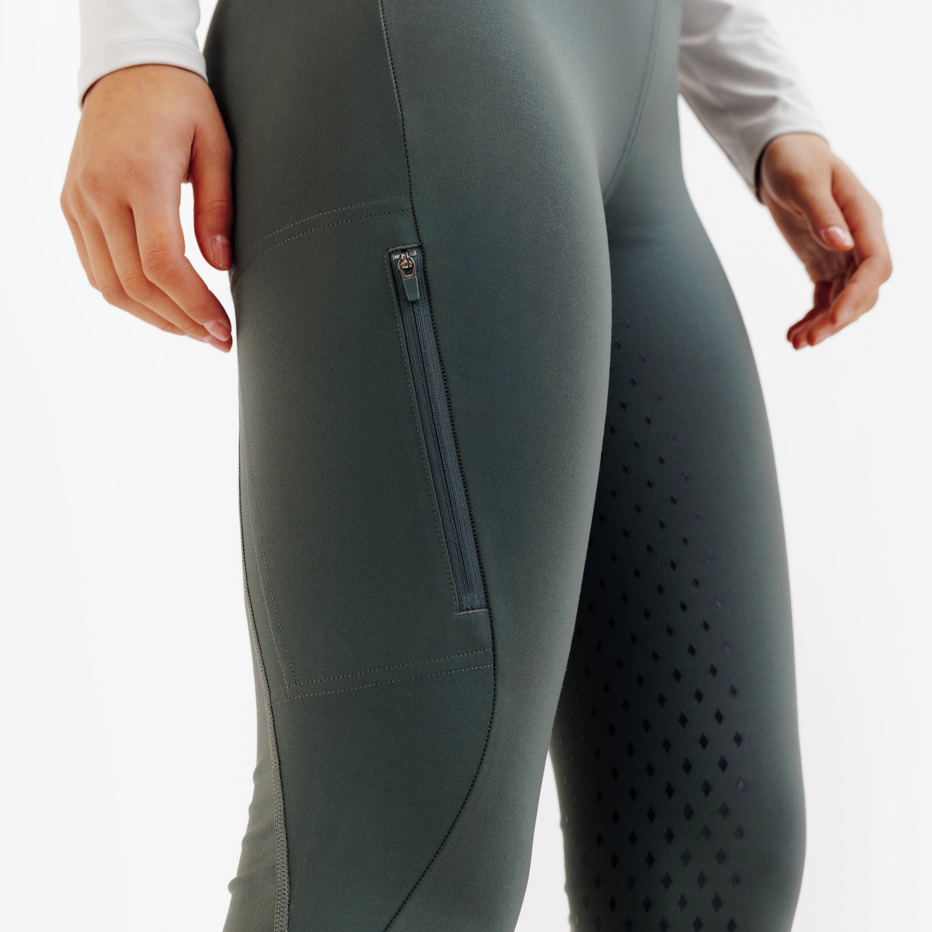 Women's Horse Riding Full Grip Leggings 500 - Green -  5