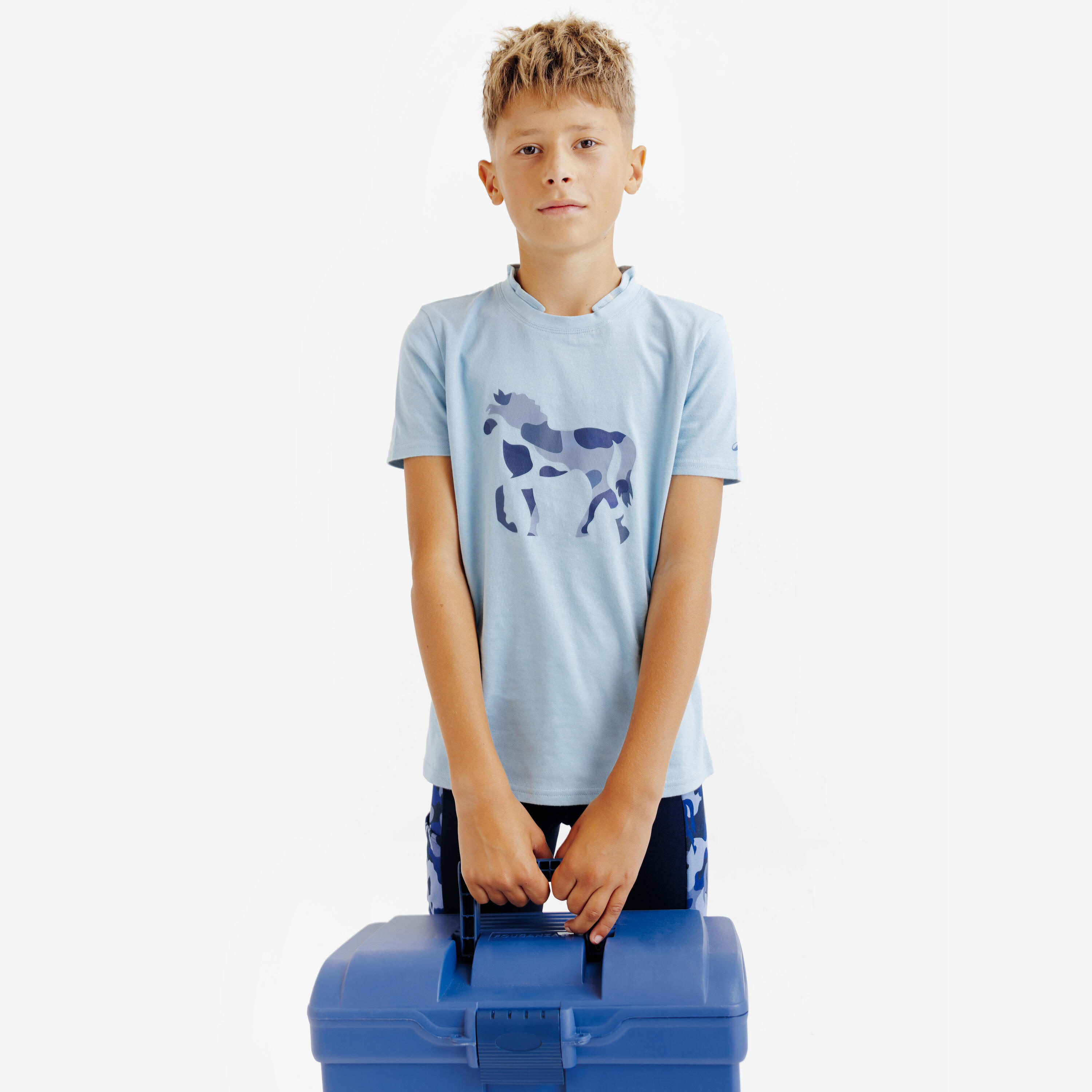 Polo manches courtes équitation MAGIC junior - bleu print all over 6/6