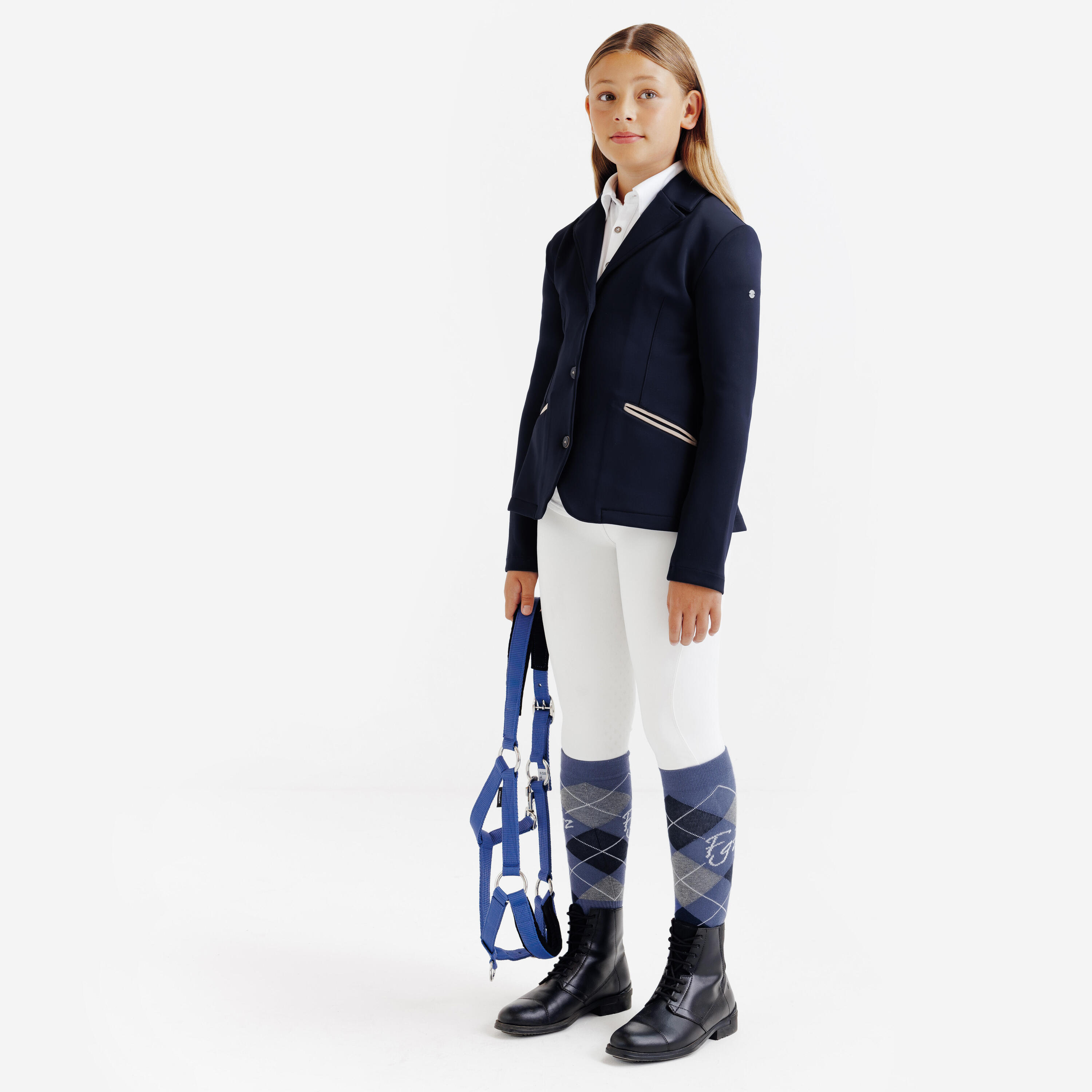 Legging de concours équitation full grip enfant - 500 blanc 2/7