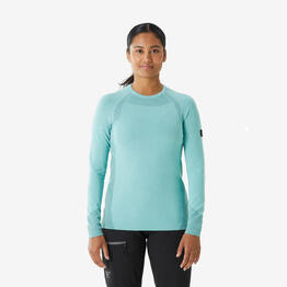 T-shirt manches longues en laine femme, Alpinism bleu