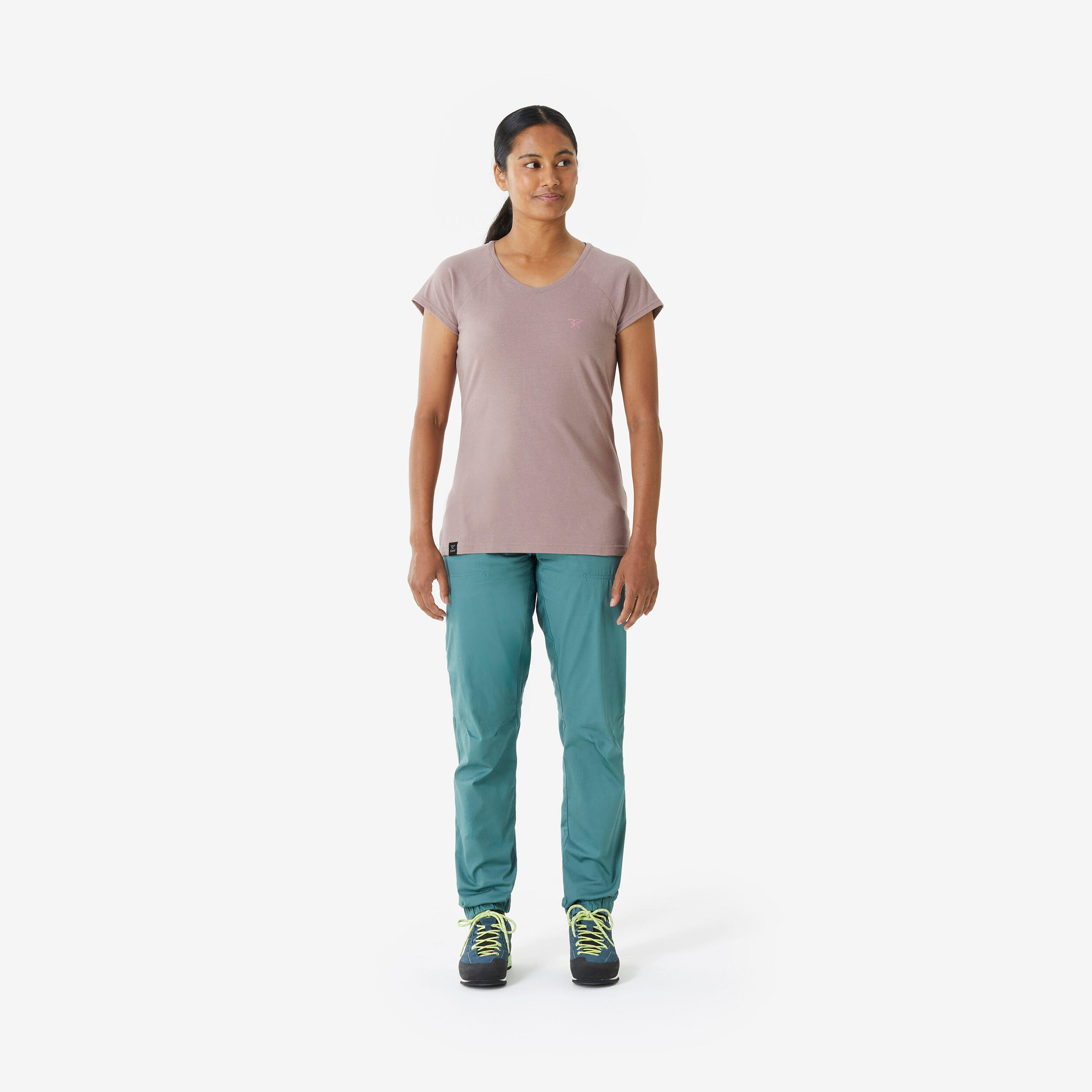 T-shirt confortável de escalada mulher, Vertika violeta 2/9