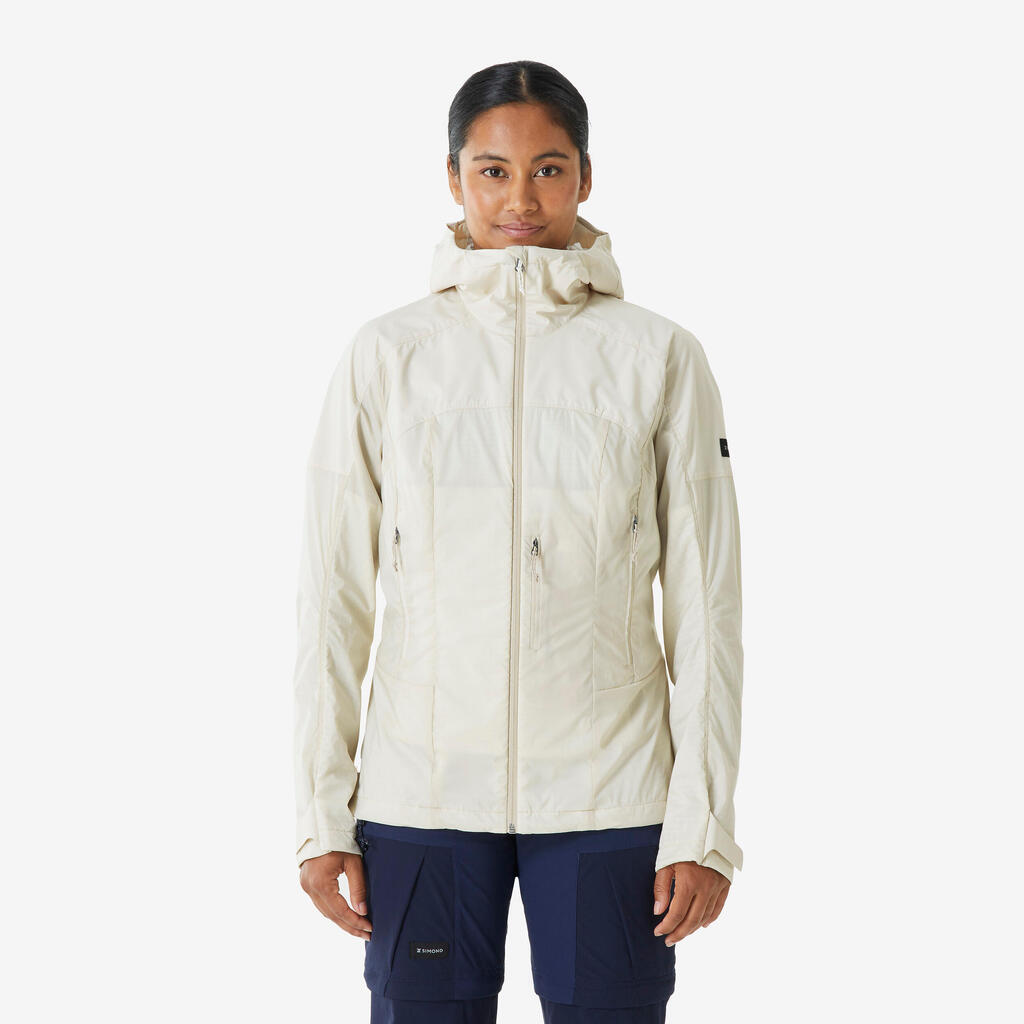 Women’s trekking softshell windbreaker jacket, MT900 - Beige