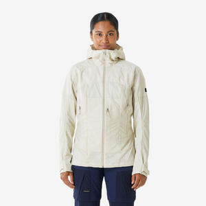 Chaqueta softshell de trekking cortaviento mujer, MT900 beige