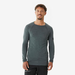 T-shirt manches longues en laine mérinos homme, Seamless gris