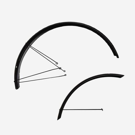 Kit garde boues avant et arrière avec tringles souples vélo trekking 28