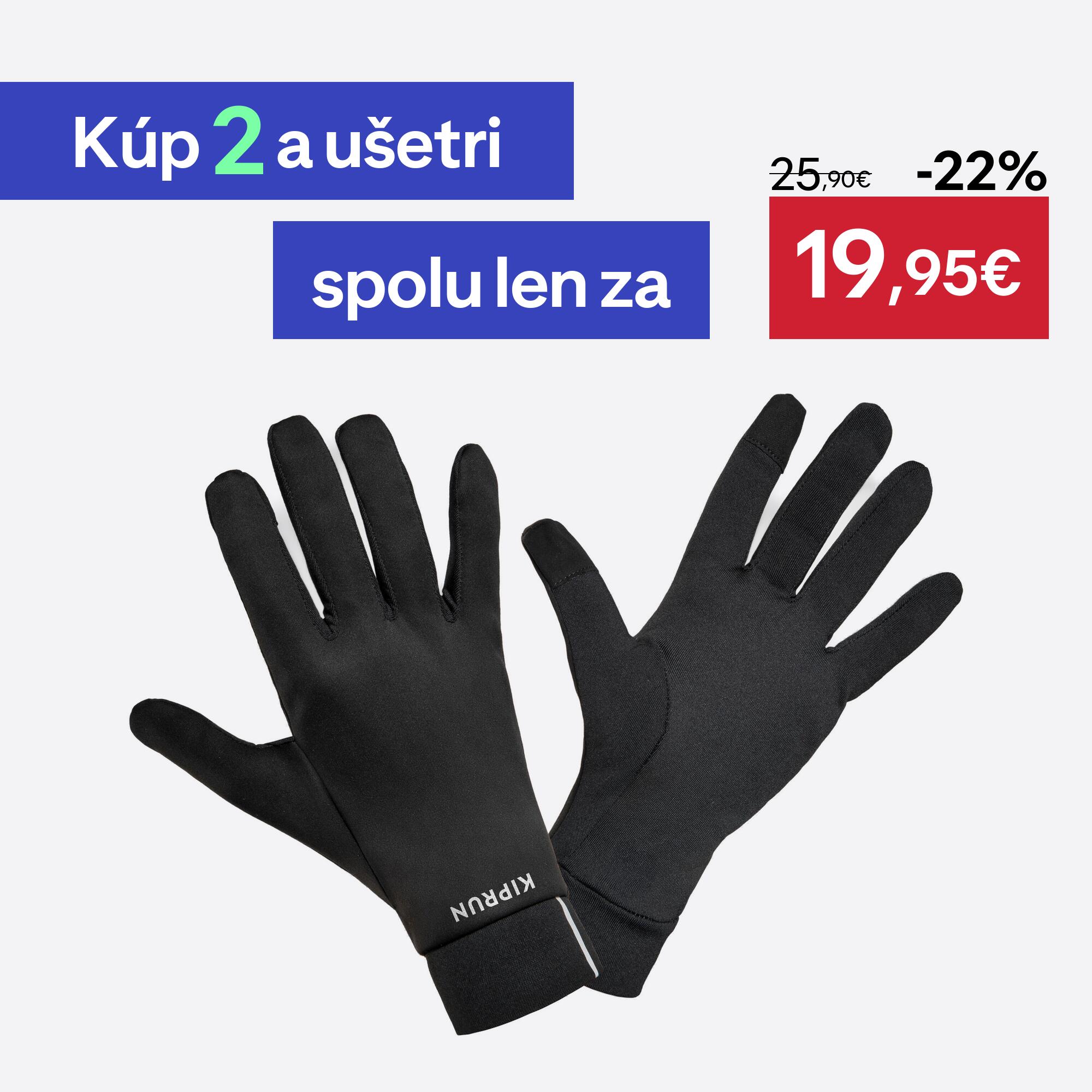 KIPRUN Bežecké dotykové rukavice Warm + 500 v2 pre ženy aj mužov čierne XL