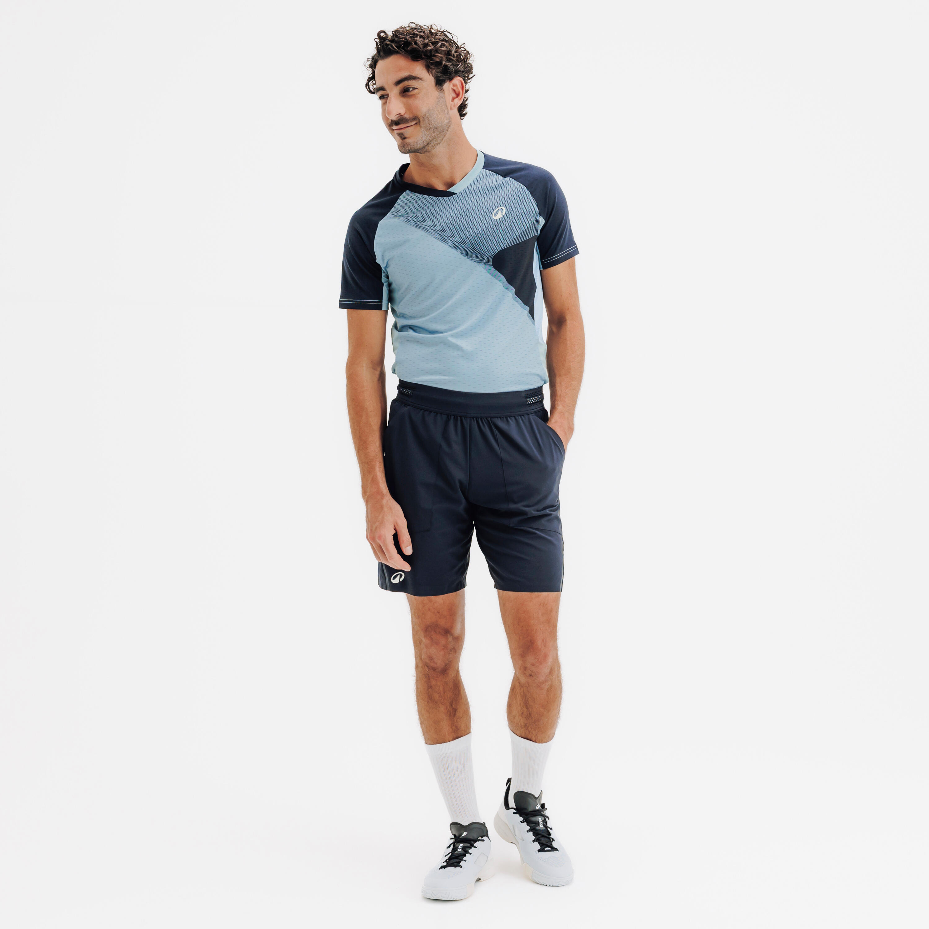 Pantalón corto de pádel transpirable hombre - Kuikma dry + azul negro 2/6