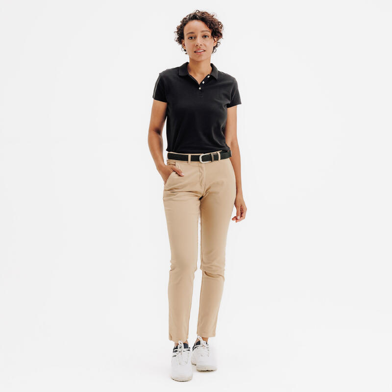 Tricou Polo golf 100% bumbac MW100 Negru Damă