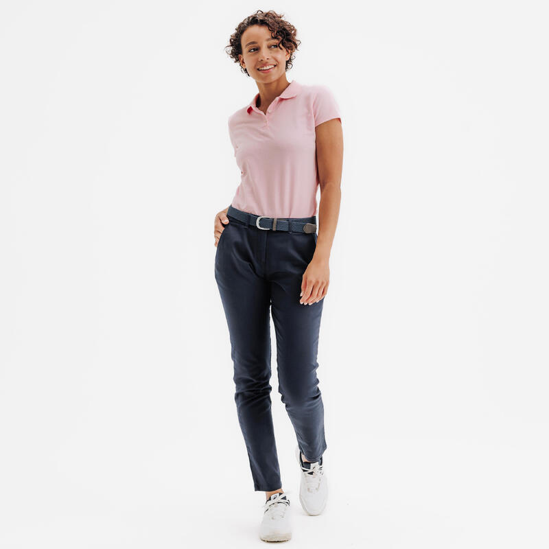 Kadın Kısa Kollu Pamuklu Golf Polo Tişörtü - Pembe - MW100