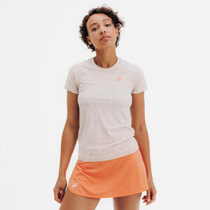 Camiseta de pádel ligera sin costuras mujer beis crema