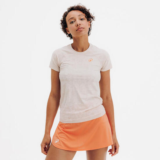 Damen Padel T-Shirt - nahtlos leicht beige