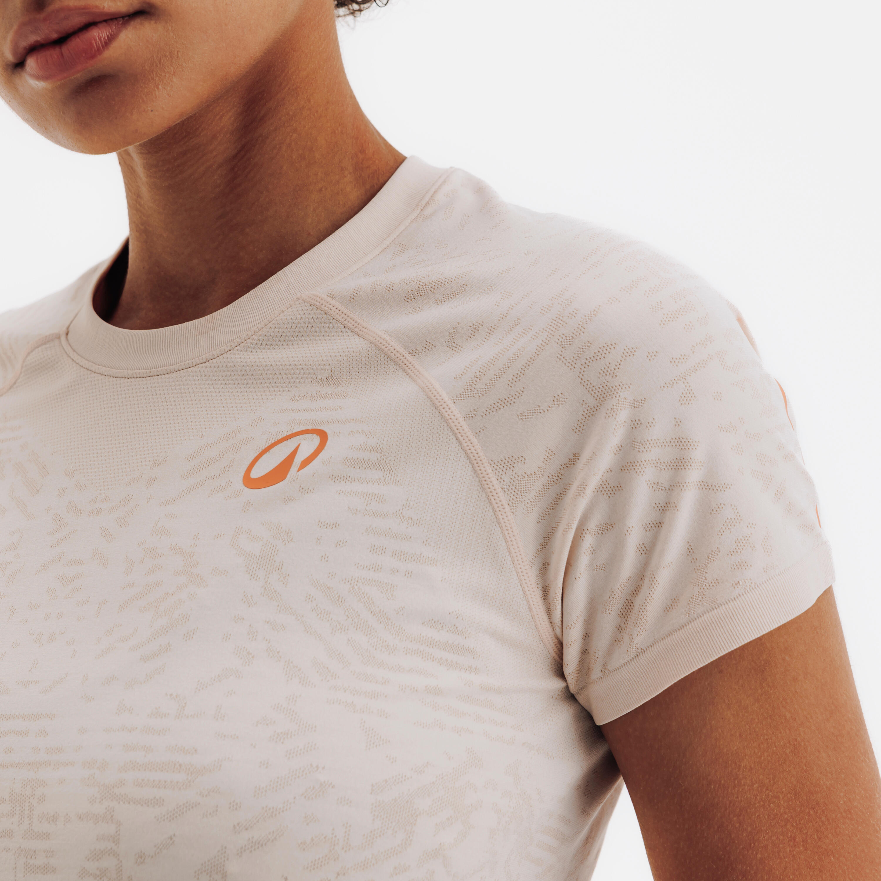 T-Shirt de Padel Léger Sans Coutures pour Femme - Beige Crème 3/6