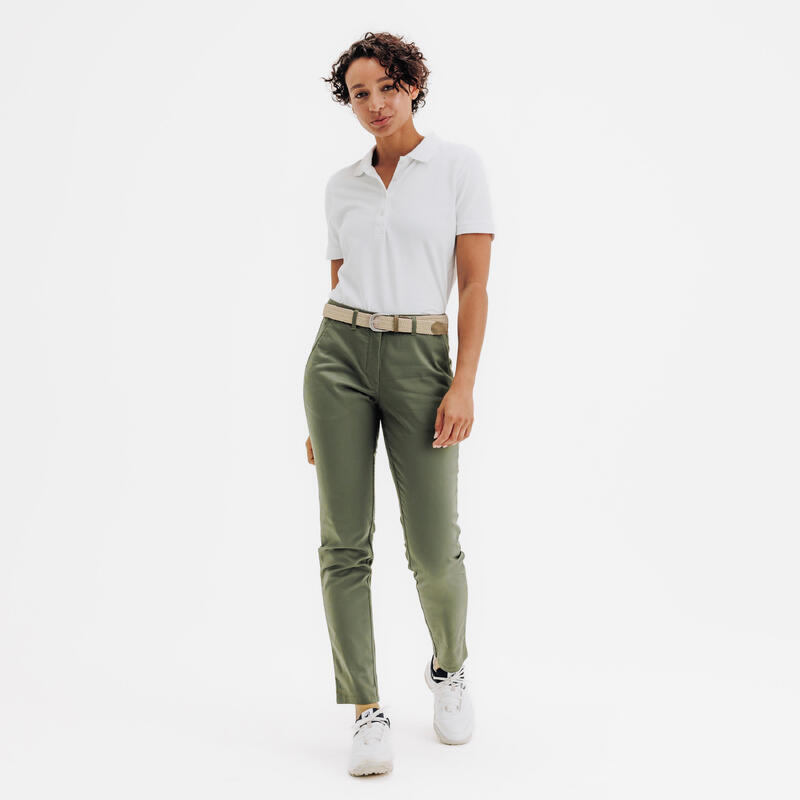 Tricou polo golf din bumbac și poliester MW500 Alb Damă