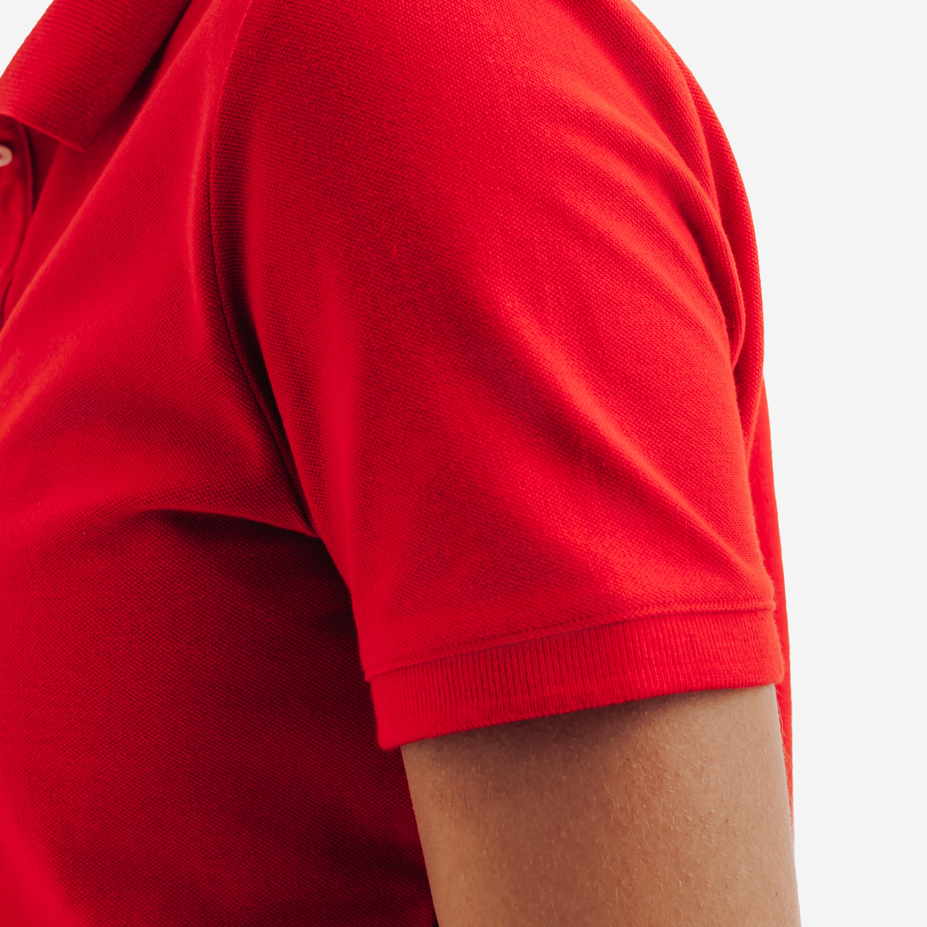 Polo de golf de algodón y poliéster manga corta mujer, MW500 rojo cereza 5/6
