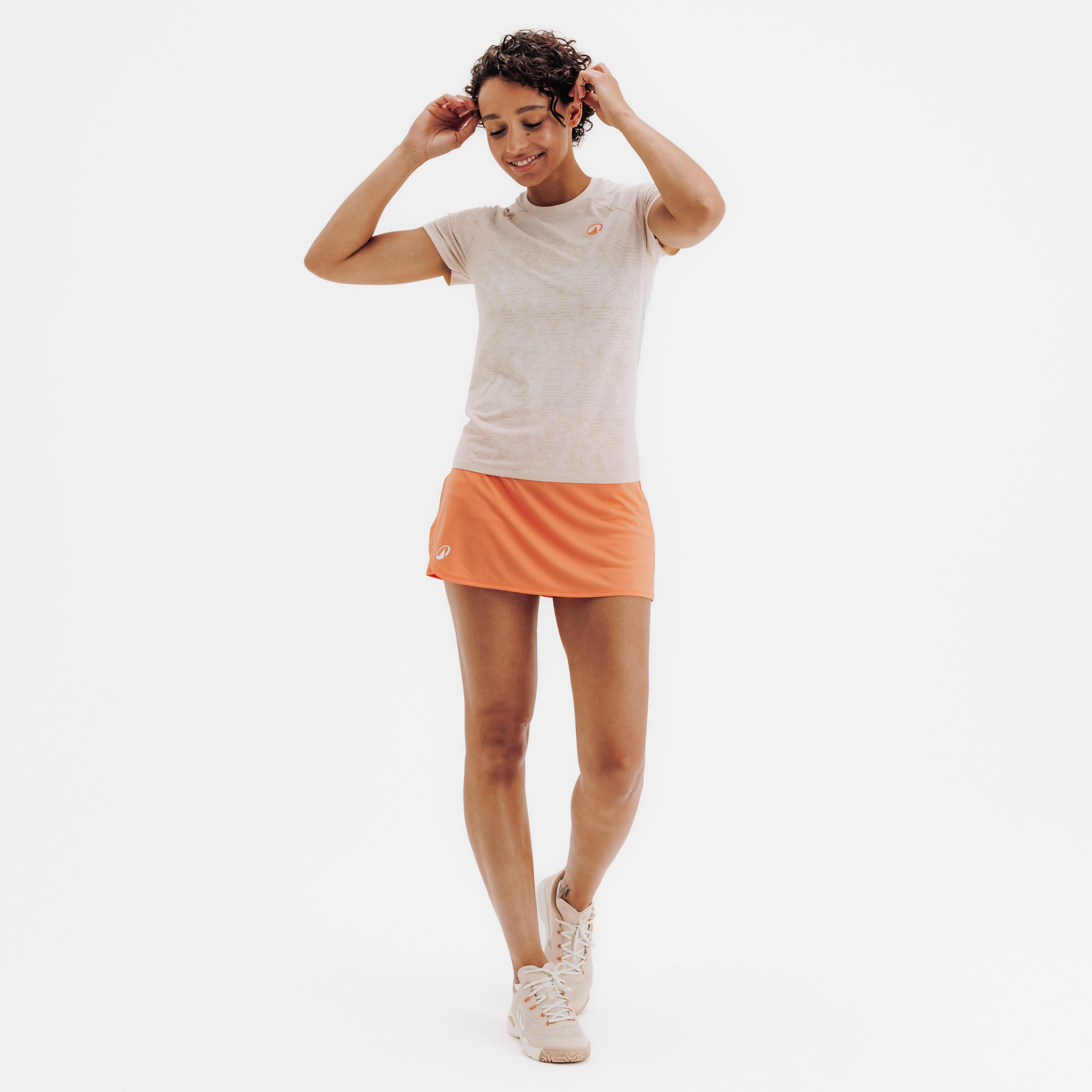 T-Shirt de Padel Léger Sans Coutures pour Femme - Beige Crème 2/6