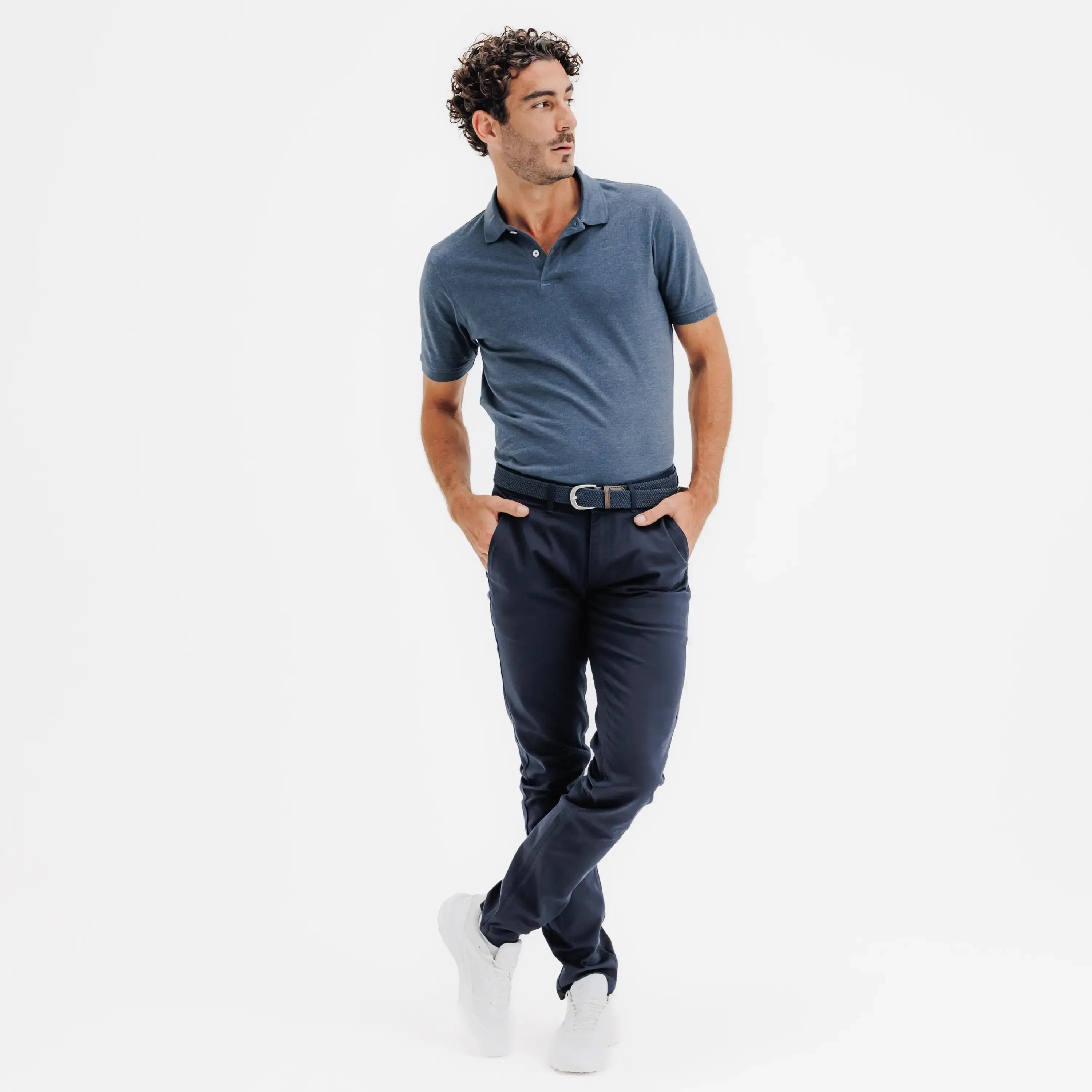 Men’s golf cotton and polyester short-sleeved polo shirt - MW500 slate blue -  2