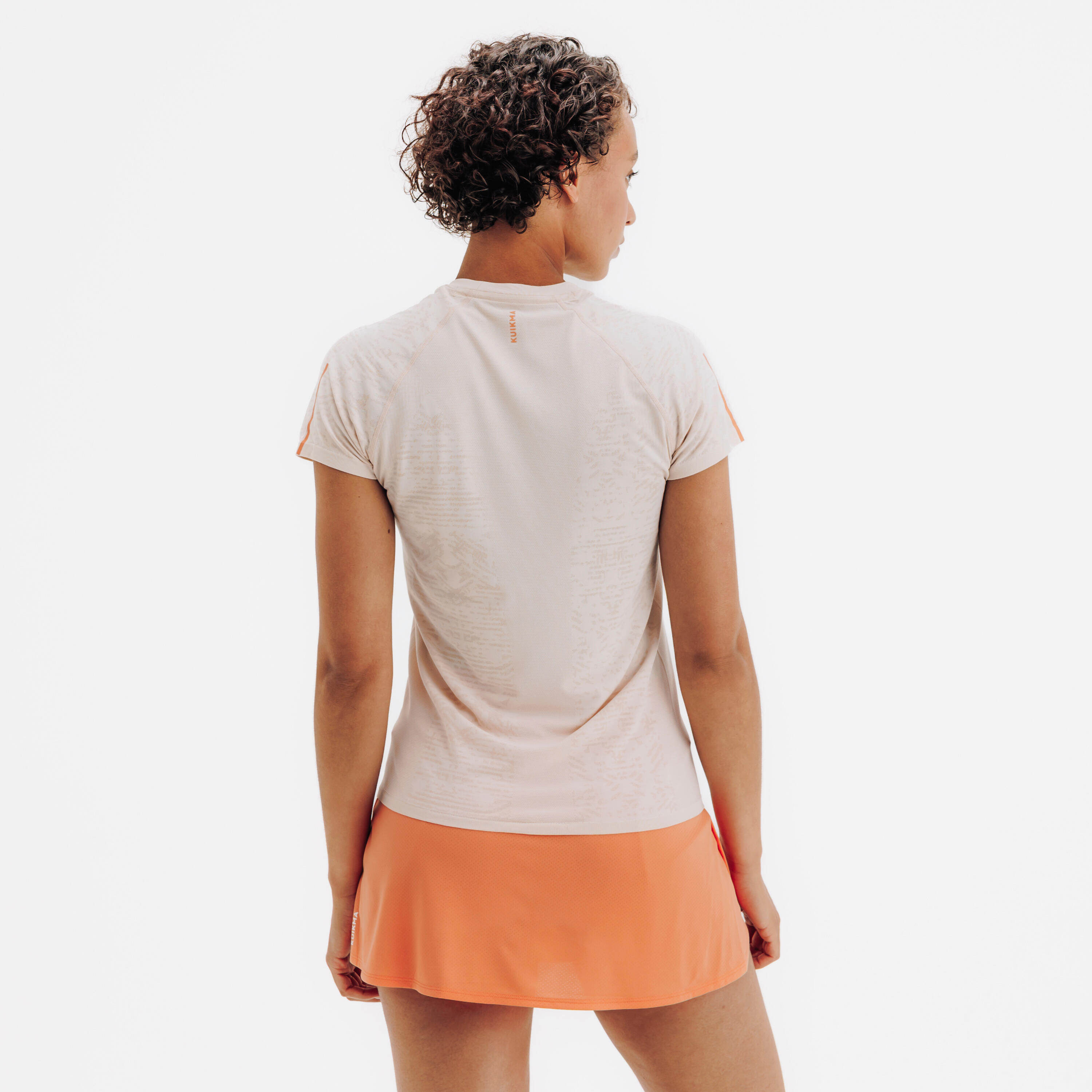T-Shirt de Padel Léger Sans Coutures pour Femme - Beige Crème 4/6
