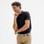 Polo de golf en coton polyester manches courtes homme, MW500 noir