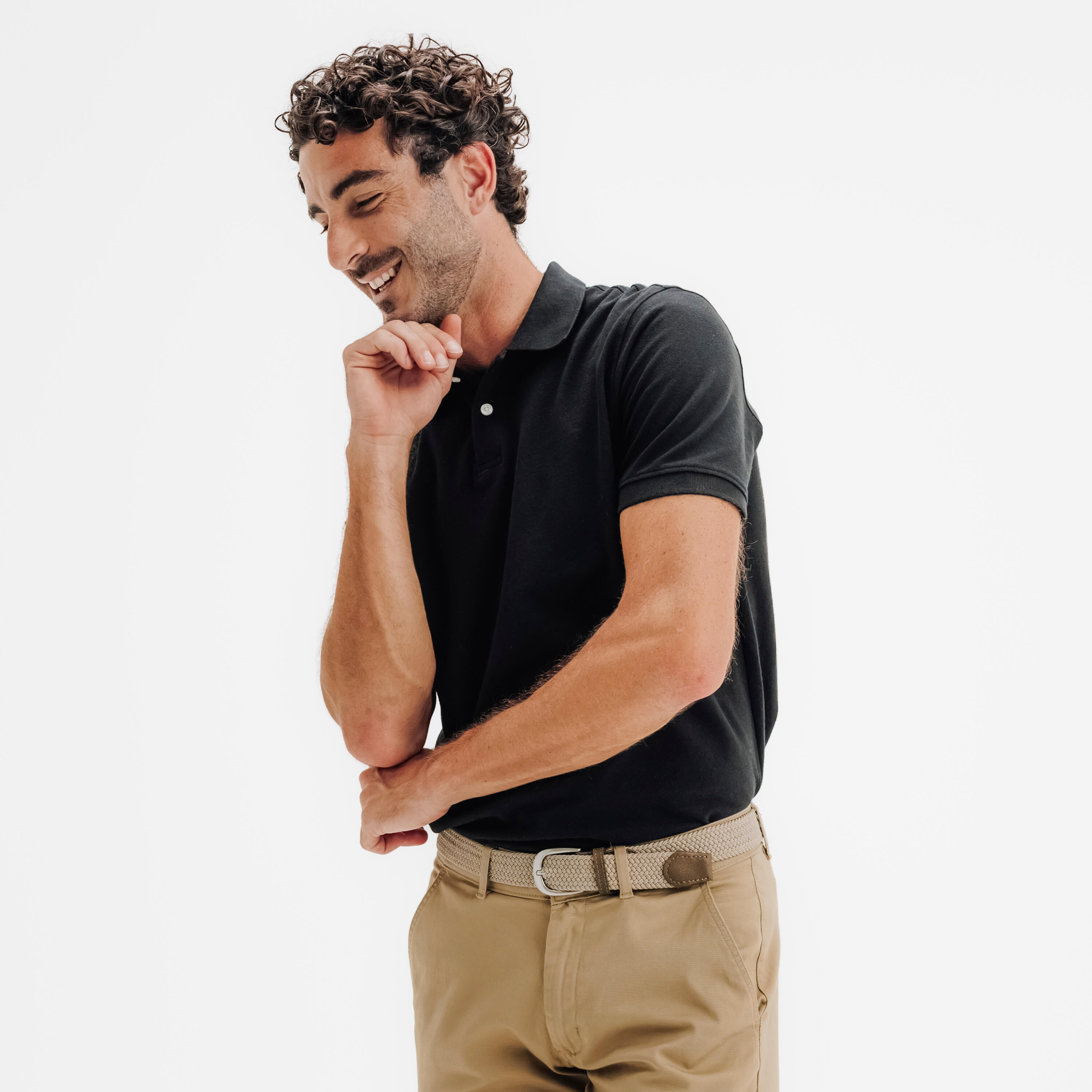 Men's golf short-sleeved polo shirt MW500 black