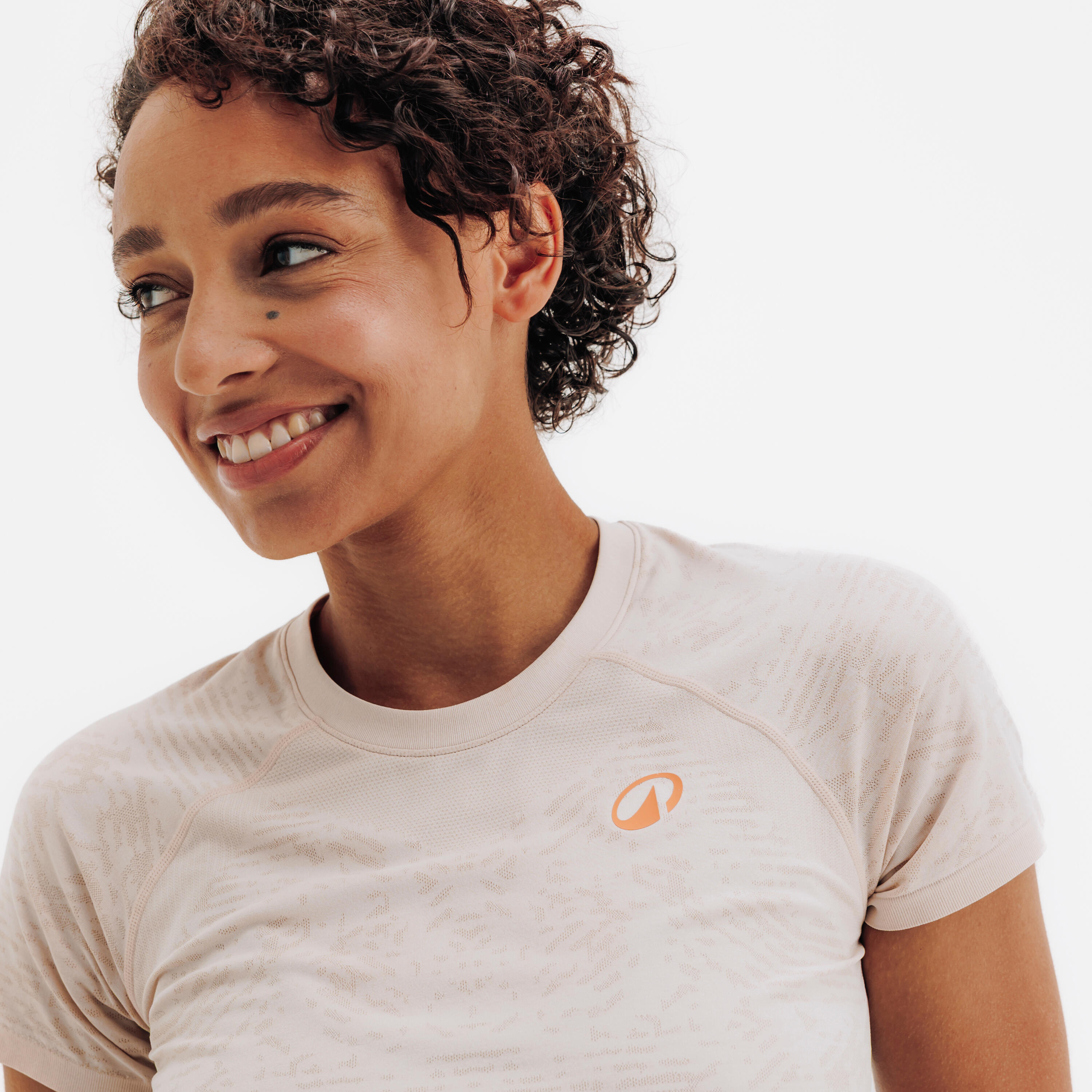T-Shirt de Padel Léger Sans Coutures pour Femme - Beige Crème 5/6
